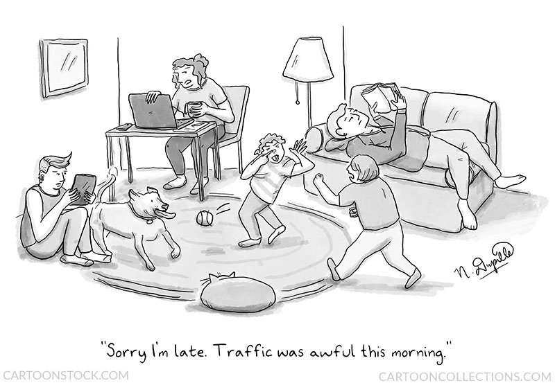 Work from home cartoons